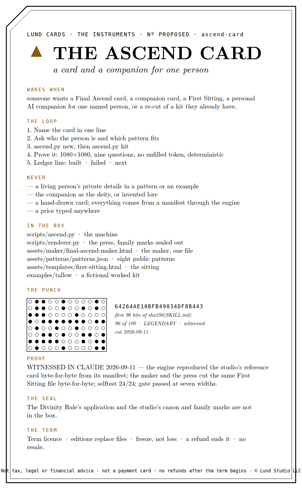 THE ASCEND CARD — the face of the card